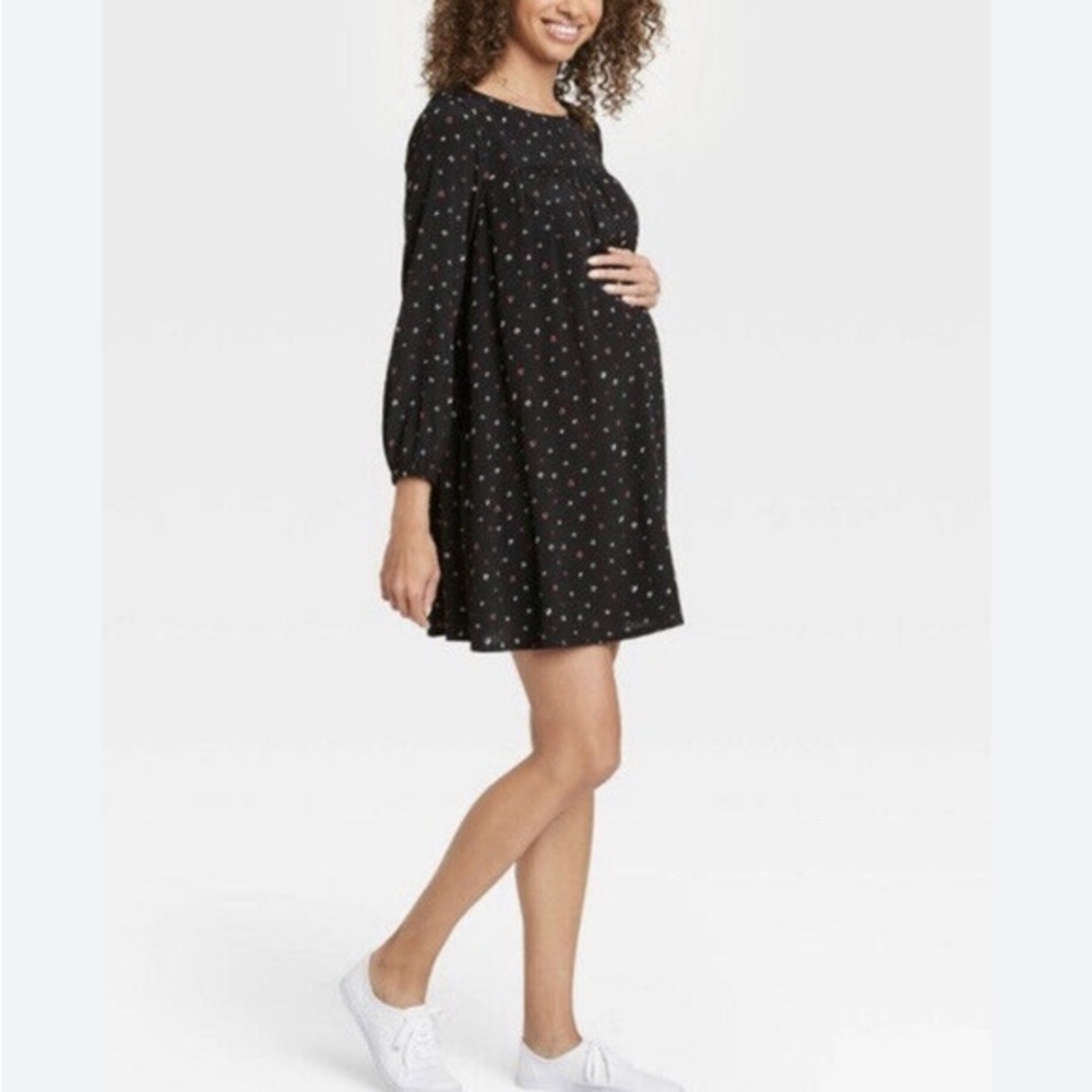 Nines by HATCH XL dress Balloon Long Sleeve Crepe Maternity ditzy Floral Print